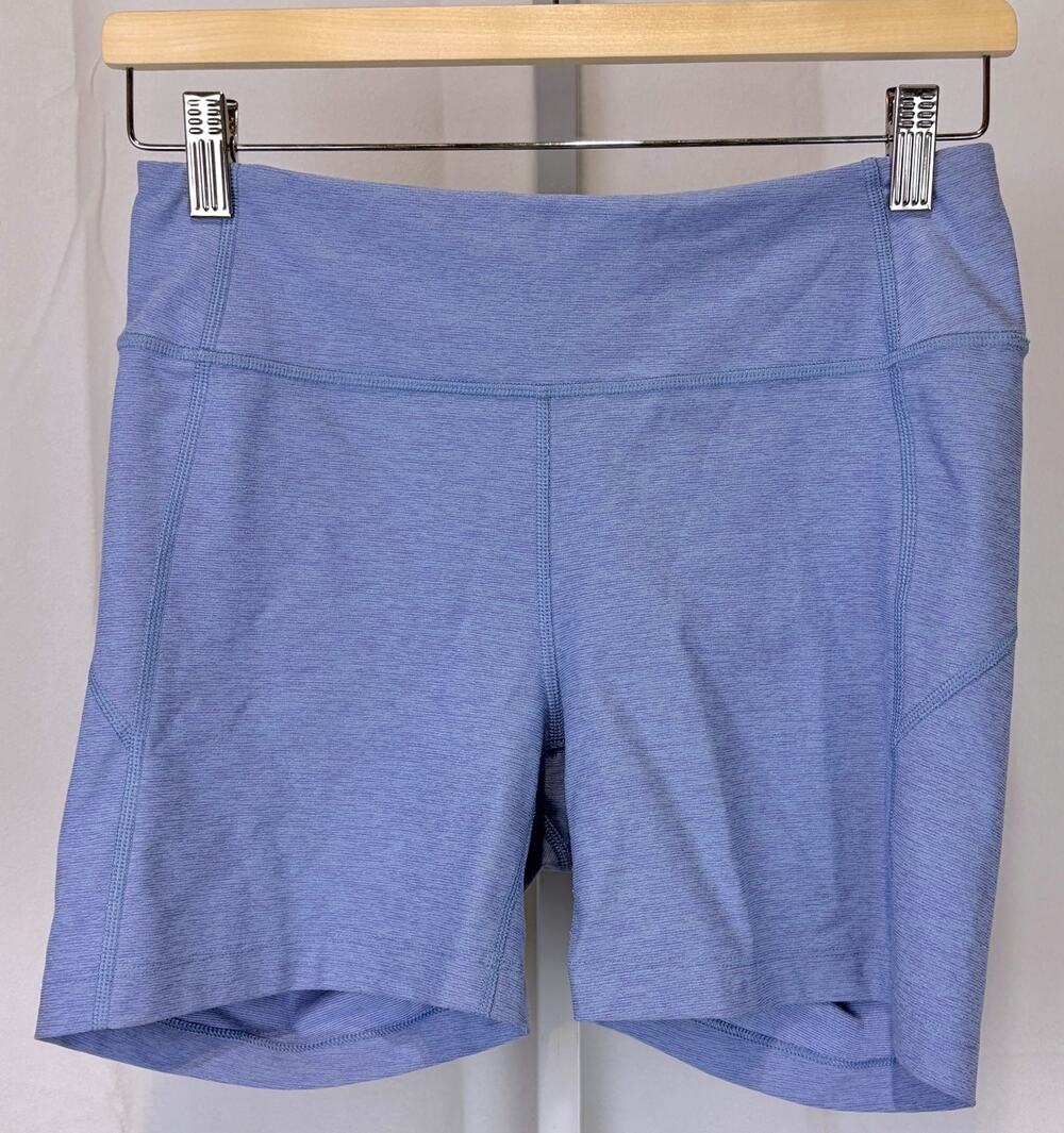 OUTDOOR VOICES Pull On Bike Shorts Stretch Heather Spacedye Blue Size M